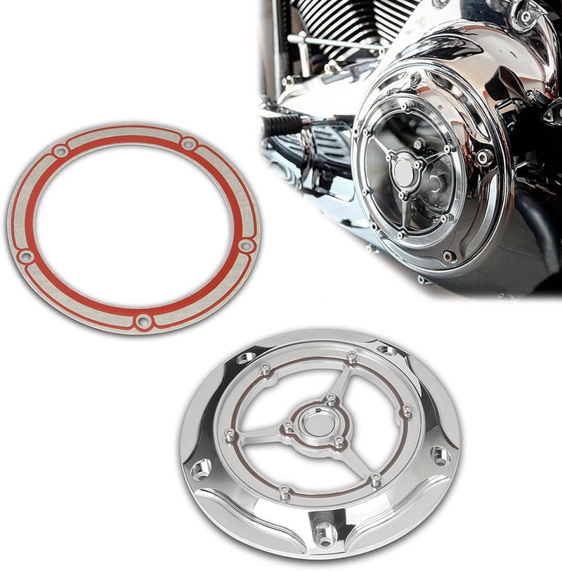ALLOYFORGE Chrome Clarity Engine Protector Derby Cover for Harley Touring Street Road Electra Glide FLHR Road King Softail FLSTF Fat Boy FLD 1999-2015 (Chromed) - Image 5